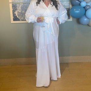 White ELOQUII maxi satin dress